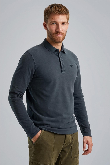 PME legend long sleeve polo pique garment dye