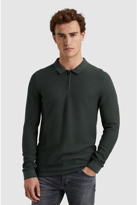 Cast Iron long sleeve polo cotton modal