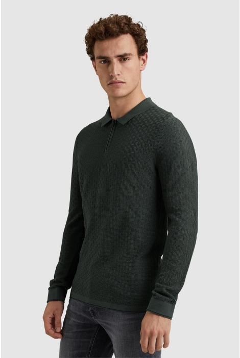 Cast Iron long sleeve polo cotton modal