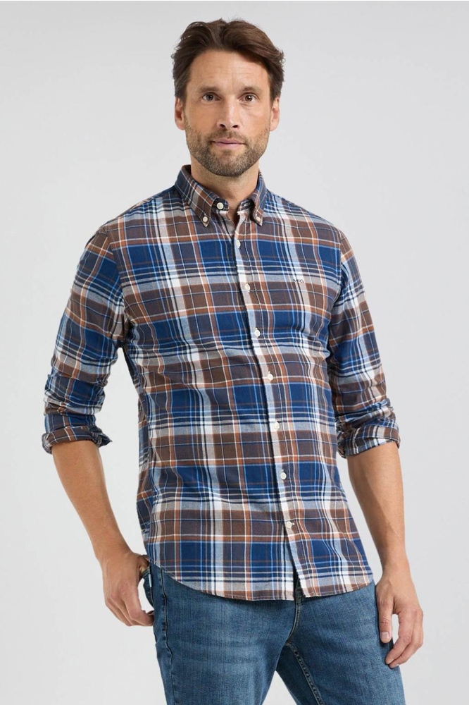 LIGHT FLANNEL MULTI CHECK SHIRT MM242 6001 11 3006 CHESNUT