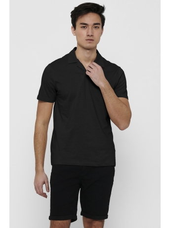 Only & Sons Polo ONSABRAHAM REG SS RESORT POLO CS 22019294 BLACK