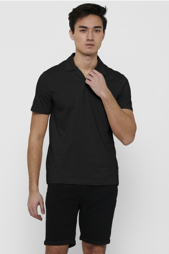 Only & Sons Polo ONSABRAHAM REG SS RESORT POLO CS 22019294 BLACK