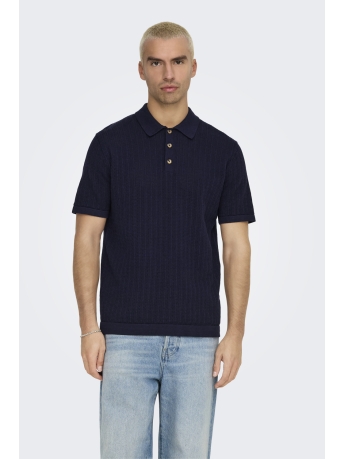 Only & Sons Polo ONSMOON REG 12 SS POLO KNIT 22032760 EVENING BLUE