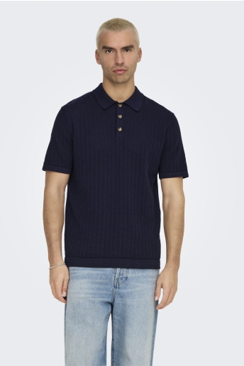 Only & Sons Polo ONSMOON REG 12 SS POLO KNIT 22032760 EVENING BLUE