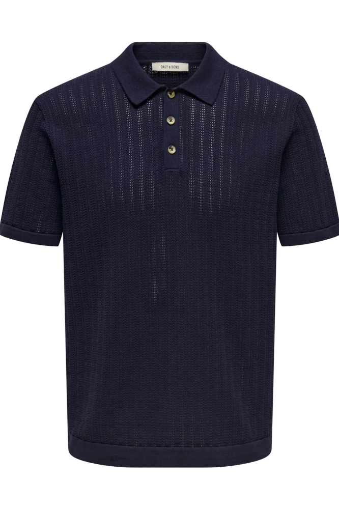 ONSMOON REG 12 SS POLO KNIT 22032760 EVENING BLUE