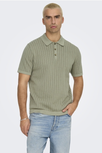 Only & Sons Polo ONSMOON REG 12 SS POLO KNIT 22032760 LAUREL OAK