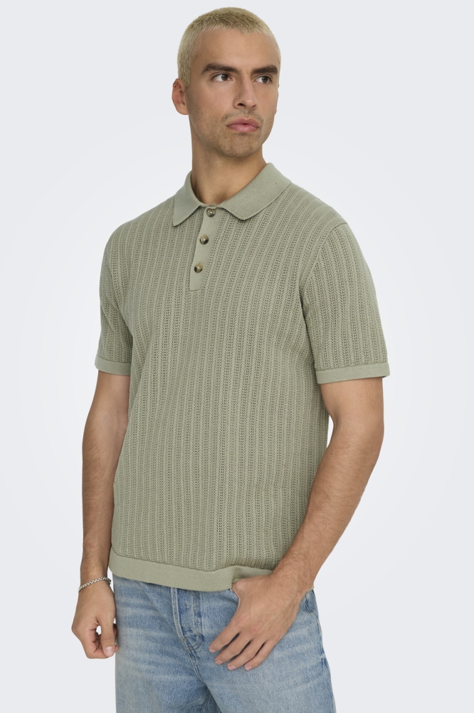 ONSMOON REG 12 SS POLO KNIT 22032760 LAUREL OAK