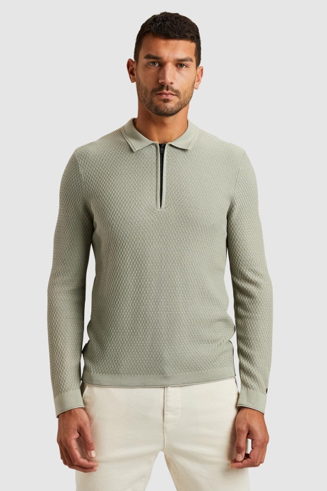 Cast Iron long sleeve polo cotton modal