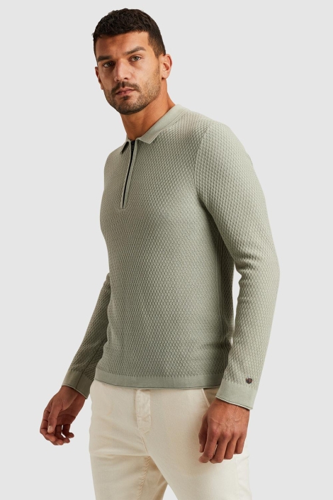 Cast Iron long sleeve polo cotton modal