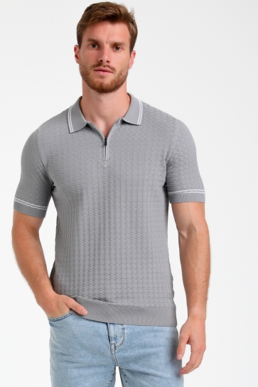 Gabbiano Polo GESTRUCTUREERDE POLO 235525 605 Grey Melange