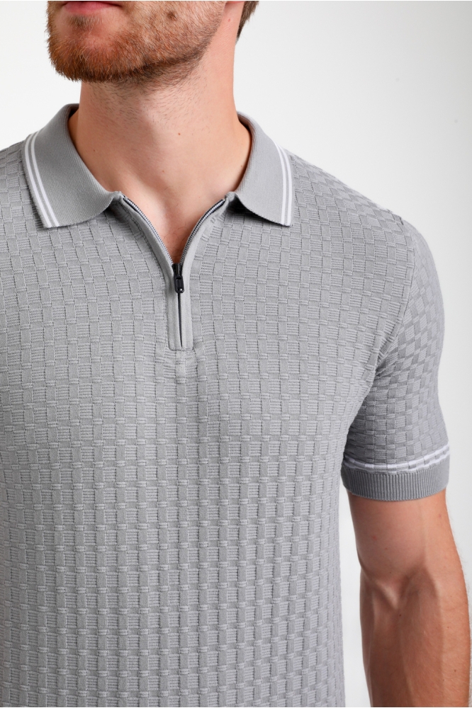 GESTRUCTUREERDE POLO 235525 605 Grey Melange