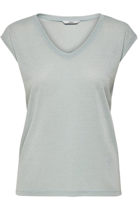 Only onlsilvery s/s v neck lurex top jrs