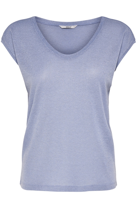 Only onlsilvery s/s v neck lurex top jrs