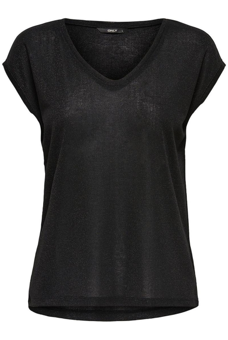 Only onlsilvery s/s v neck lurex top jrs