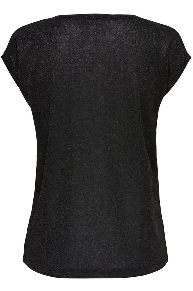 onlSILVERY S/S V NECK LUREX TOP JRS 15136069 Black