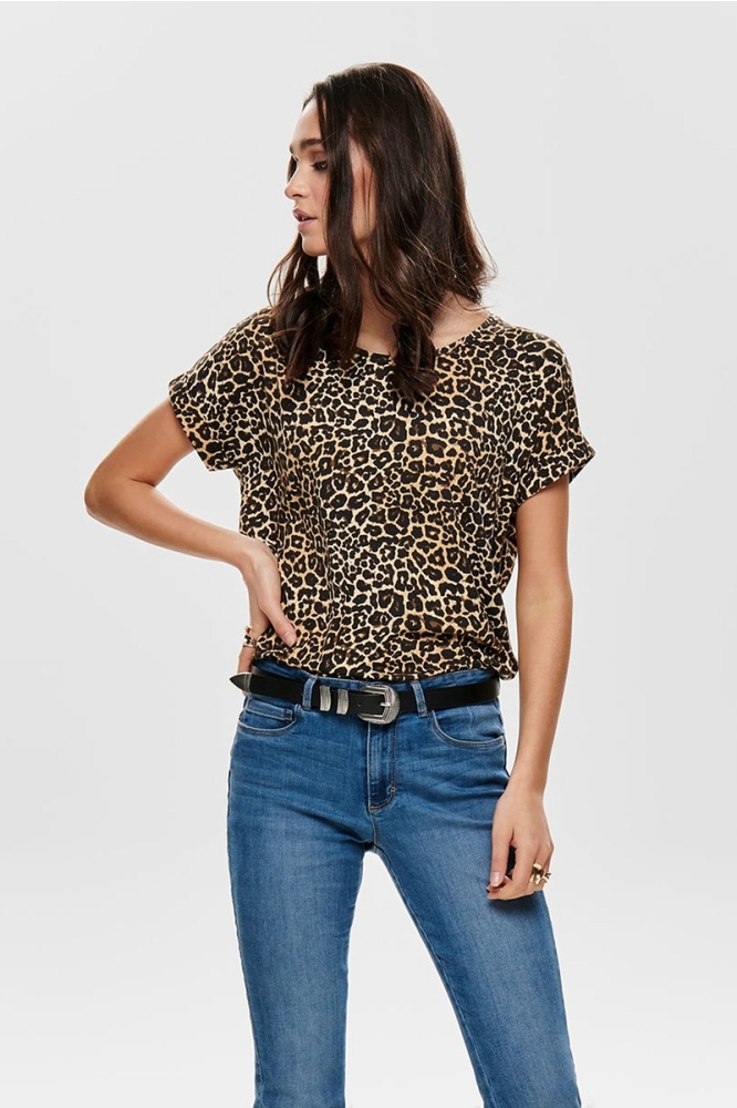 onlMOSTER AOP S/S TOP JRS 15182852 Black/LEO AOP