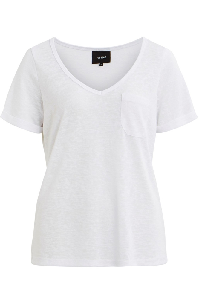 OBJTESSI SLUB S/S V-NECK NOOS 23023816 White