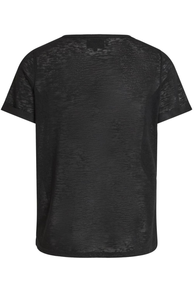 OBJTESSI SLUB S/S V-NECK NOOS 23023816 BLACK