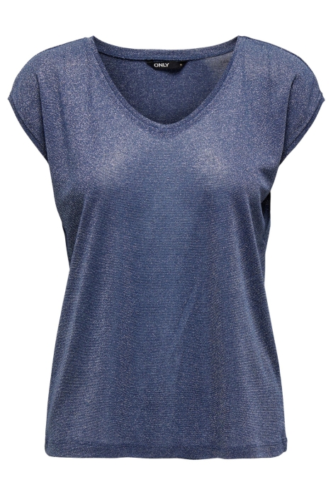 Only onlsilvery s/s v neck lurex top jrs