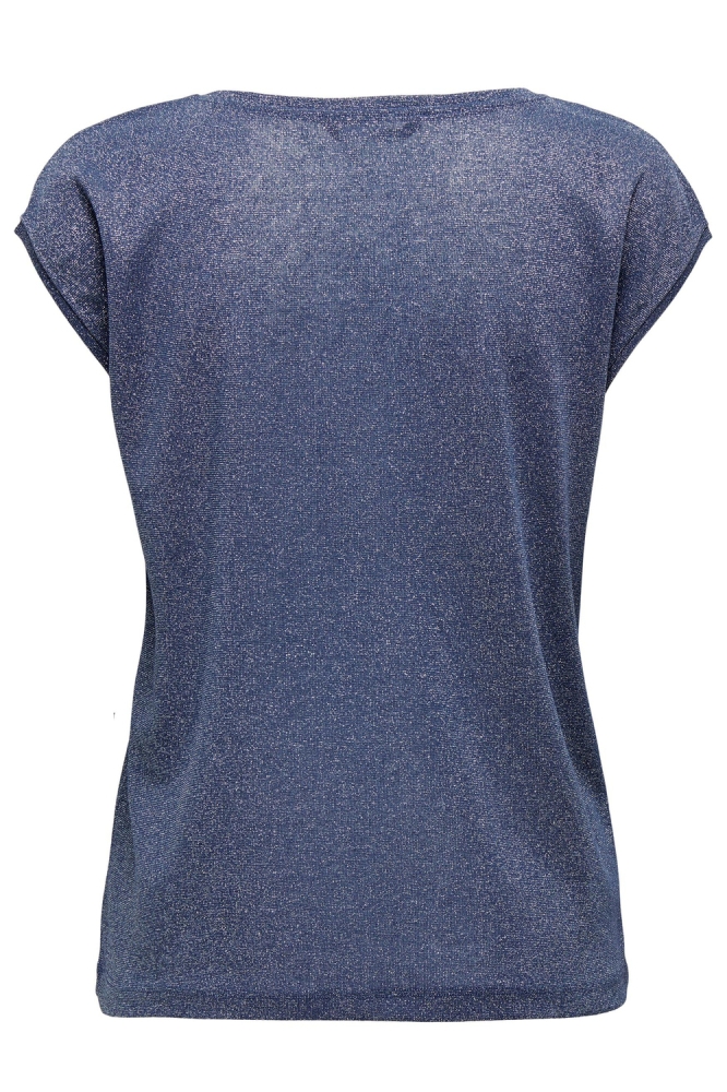 ONLSILVERY S/S V NECK LUREX TOP JRS 15136069 VINTAGE INDIGO