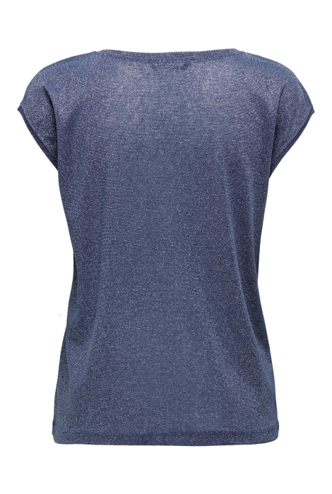 Only onlsilvery s/s v neck lurex top jrs