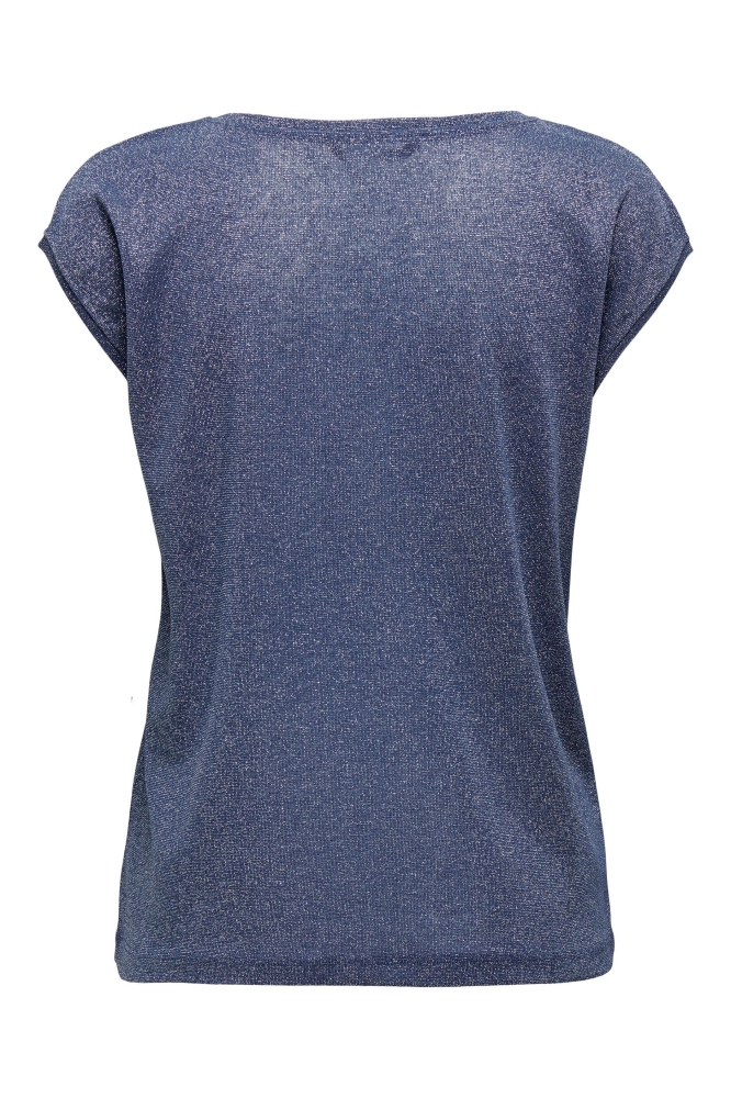 ONLSILVERY S/S V NECK LUREX TOP JRS 15136069 VINTAGE INDIGO