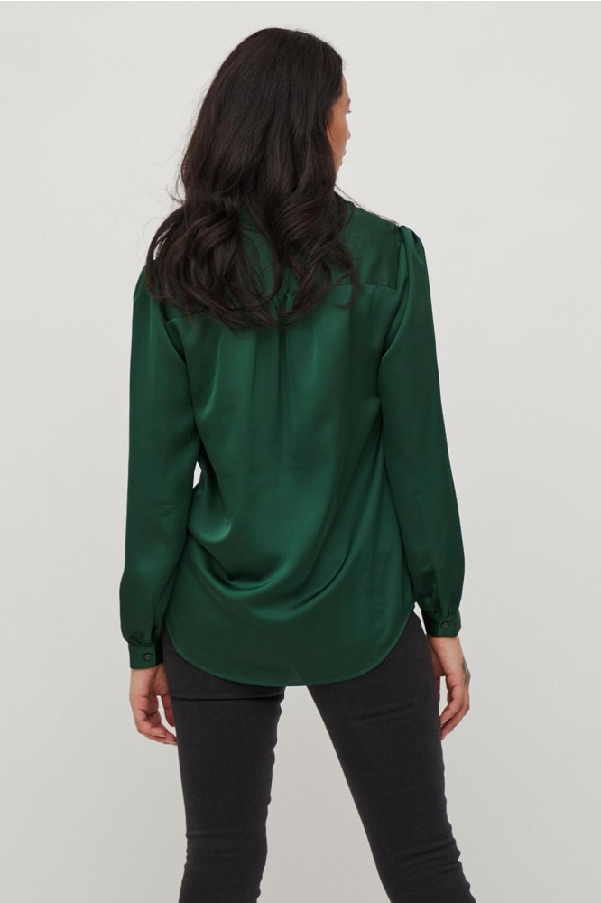 VIELLETTE SATIN L/S SHIRT/SU - NOOS 14063320 PINENEEDLE