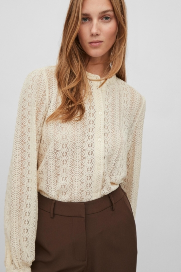 Vila Blouse VICHIKKA LACE L/S SHIRT- NOOS 14082977 Birch