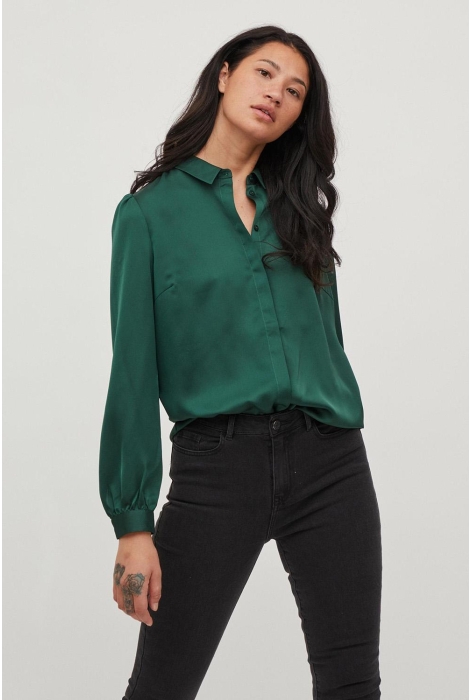 Vila viellette satin l/s shirt - noos