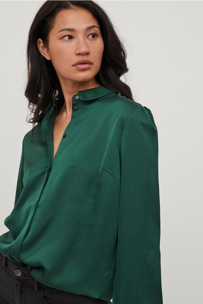 VIELLETTE SATIN L/S SHIRT - NOOS 14063320 PONDEROSA PINE