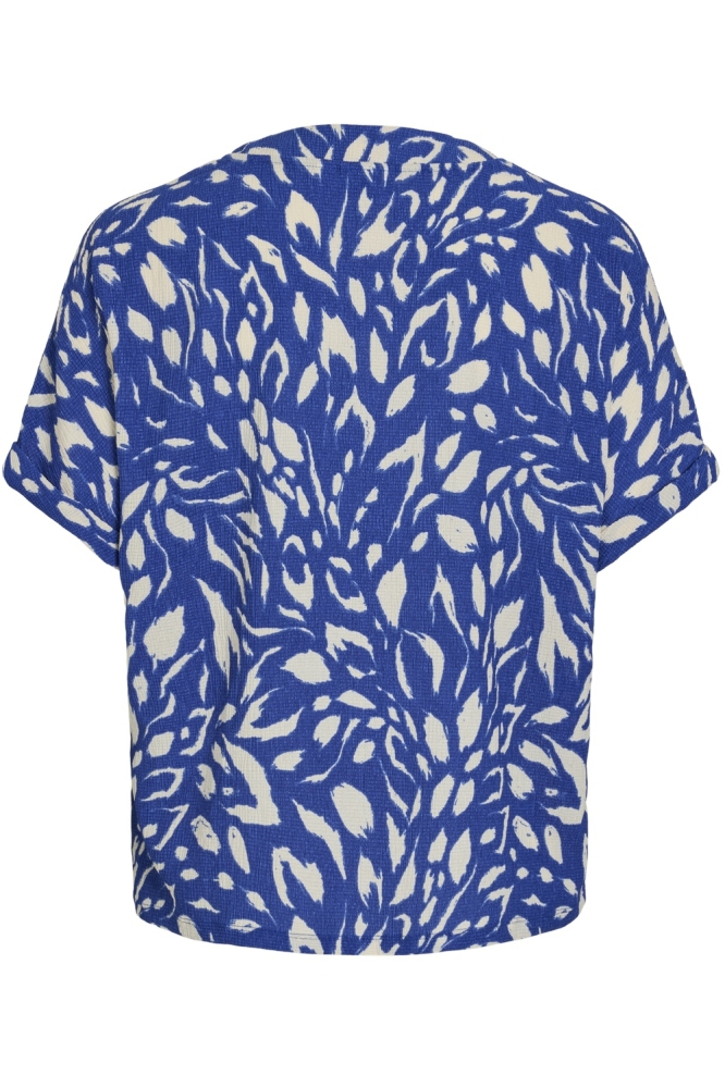 VILAYA BEA V-NECK S/S TOP/DFS 14097538 MAZARINE BLUE/BEA EGGNOG