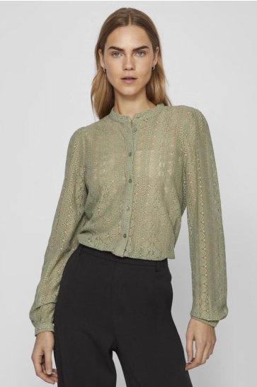 Vila Blouse VICHIKKA LACE L/S SHIRT- NOOS 14082977 OIL GREEN