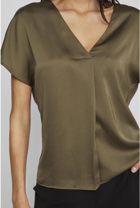 Vila viellette v-neck s/s satin top - no