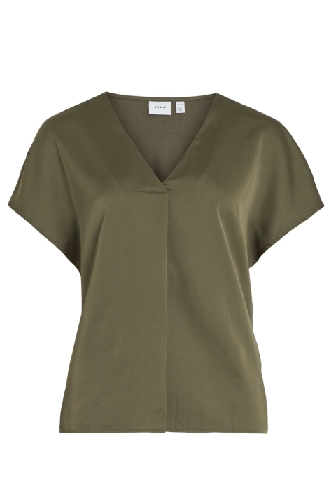 Vila viellette v-neck s/s satin top - no