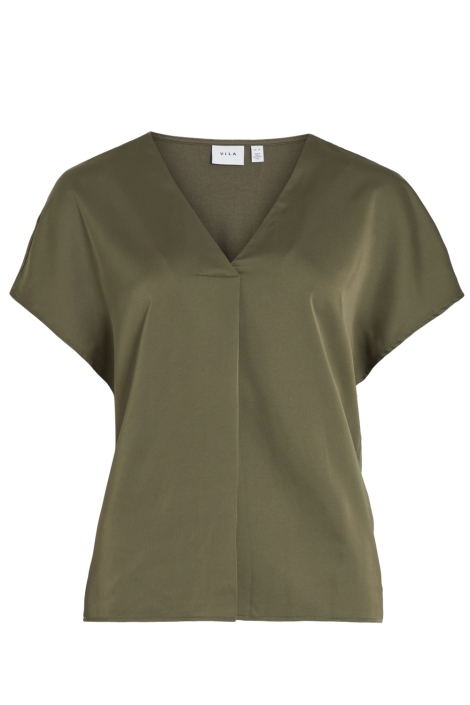 Vila viellette v-neck s/s satin top - no