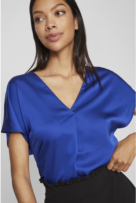 Vila viellette v-neck s/s satin top - no