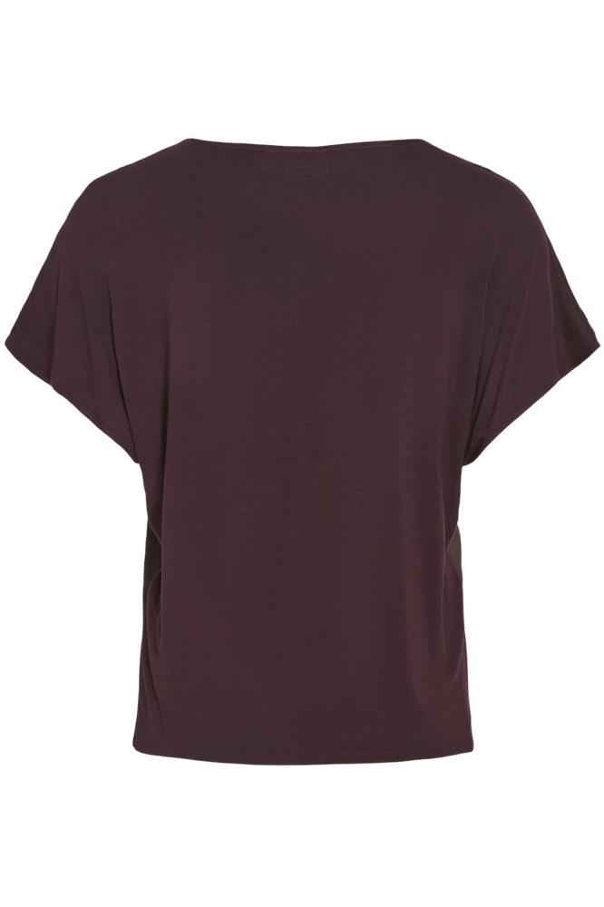 VIELLETTE V-NECK S/S SATIN TOP - NO 14089239 PLUM PERFECT