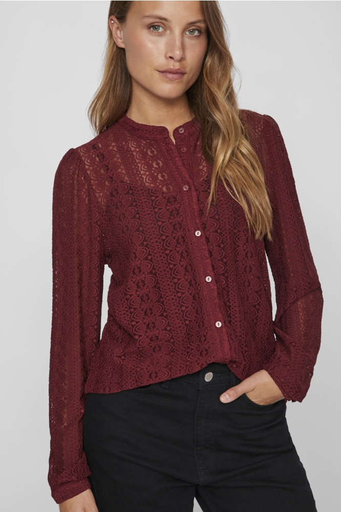 VICHIKKA LACE L/S SHIRT- NOOS 14082977 Cabernet