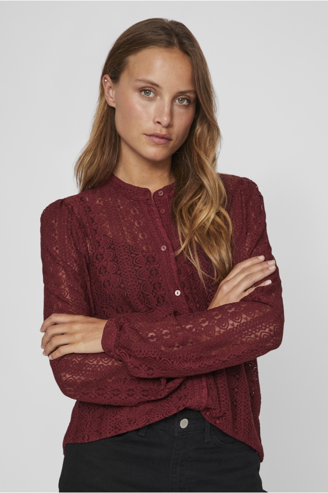 VICHIKKA LACE L/S SHIRT- NOOS 14082977 Cabernet