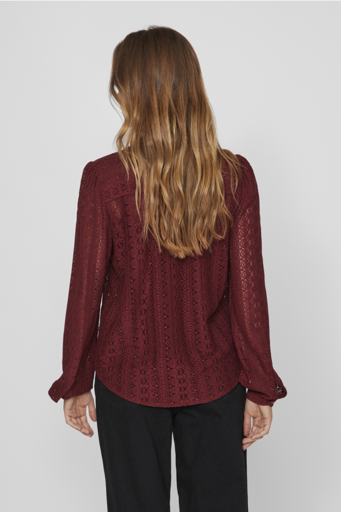 VICHIKKA LACE L/S SHIRT- NOOS 14082977 Cabernet