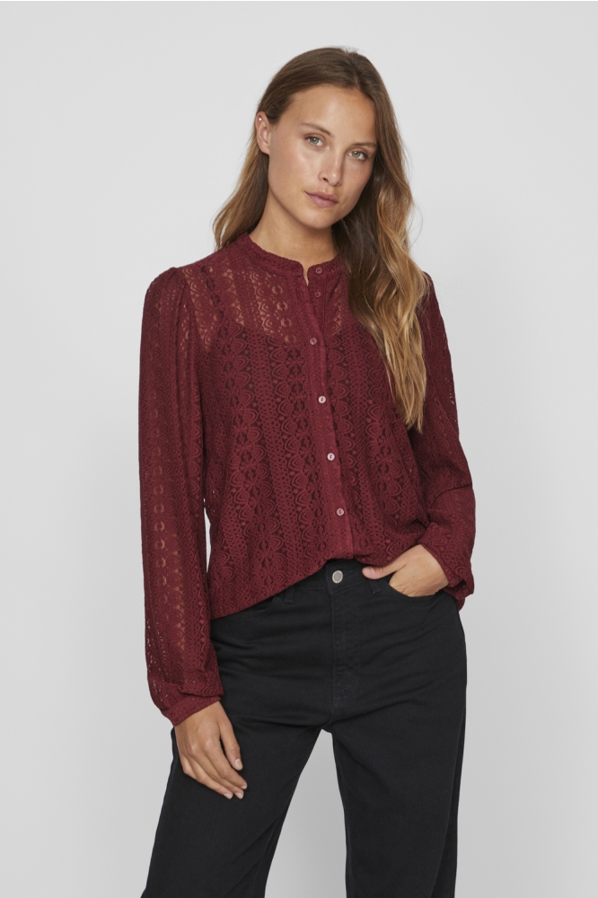 VICHIKKA LACE L/S SHIRT- NOOS 14082977 Cabernet