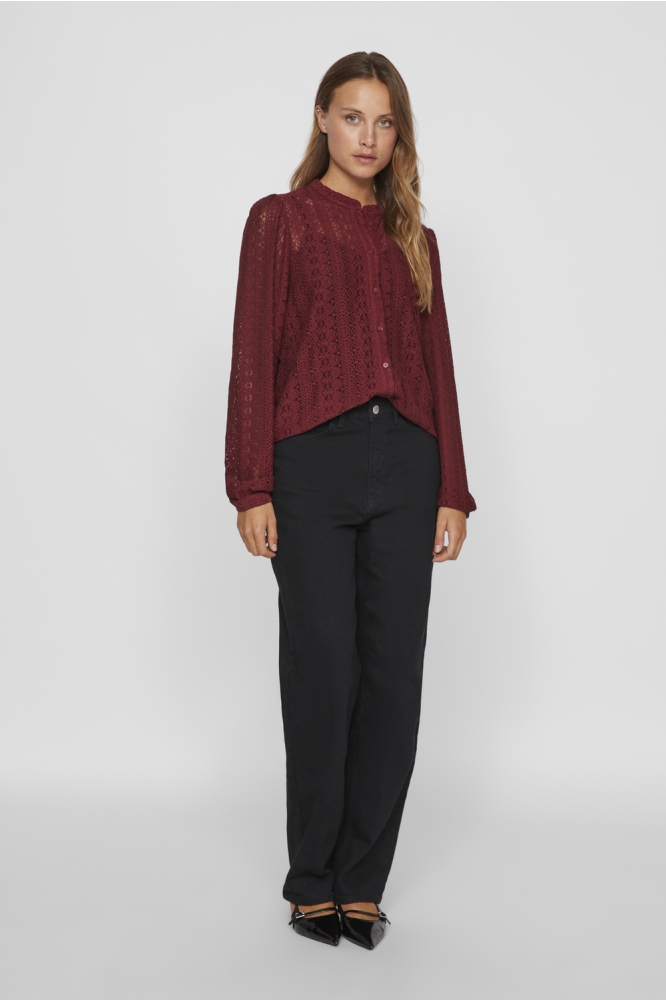 VICHIKKA LACE L/S SHIRT- NOOS 14082977 Cabernet