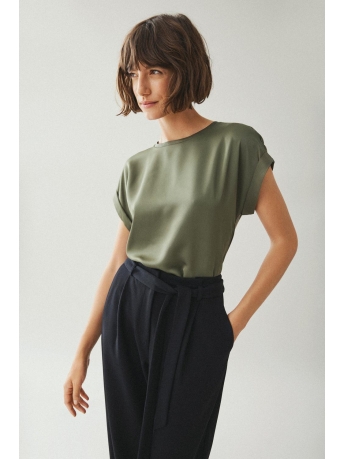 Vila T-shirt VIELLETTE S/S SATIN TOP - NOOS 14059563 DUSTY OLIVE