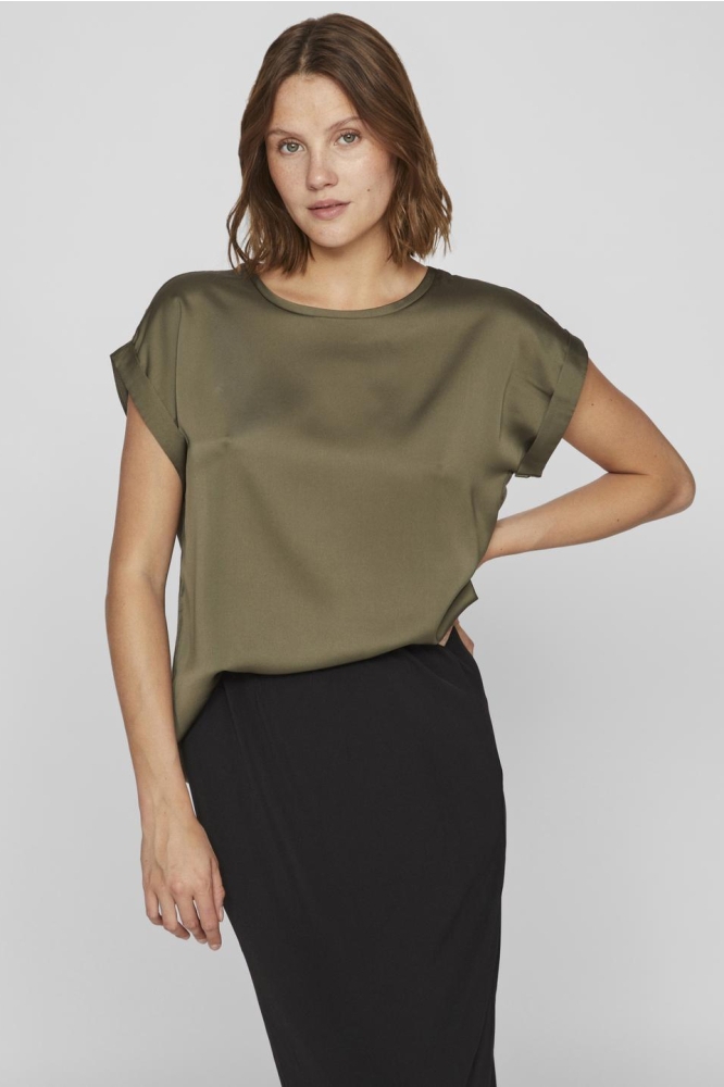 VIELLETTE S/S SATIN TOP - NOOS 14059563 DUSTY OLIVE
