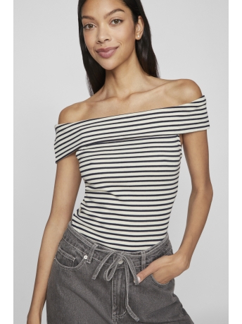 Vila Top VISALJA OFF SHOULDER TOP 14106167 CLOUD DANCER/NAVY