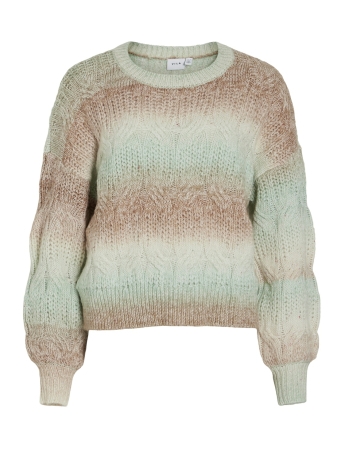 Vila Trui VISENVAS L/S KNIT TOP 14101209 BIRCH/ OCEAN WAVE