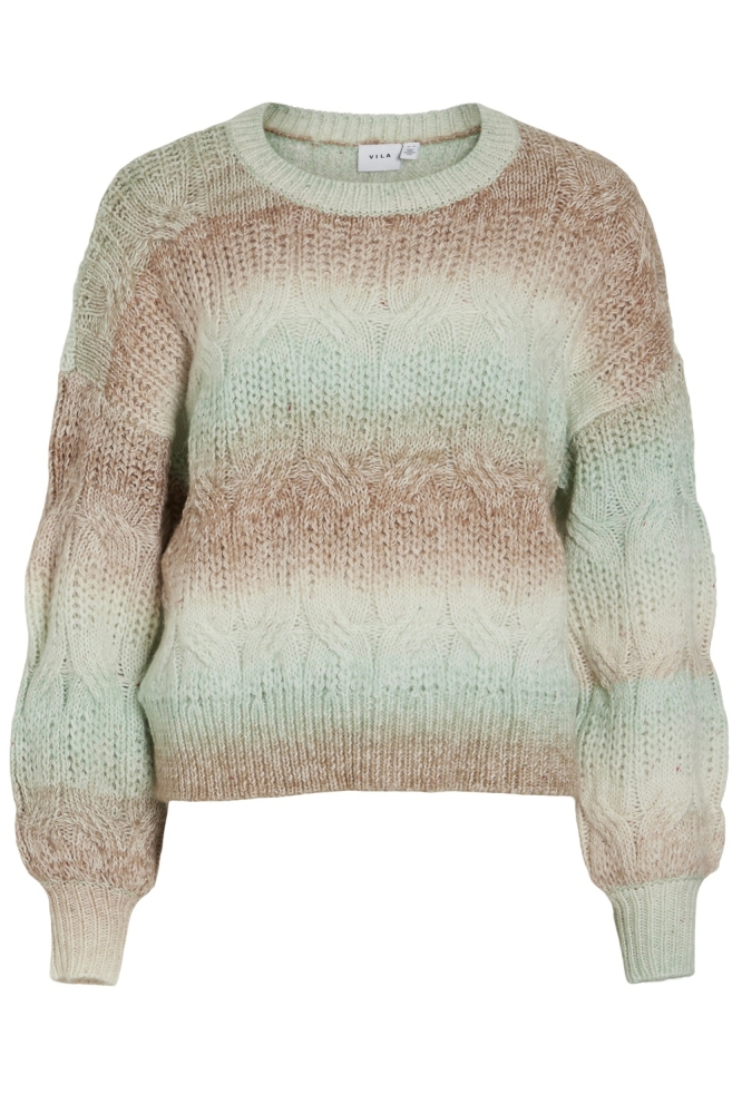 VISENVAS L/S KNIT TOP 14101209 BIRCH/ OCEAN WAVE