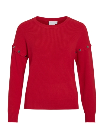 Vila Trui VIDETACH L/S BUTTON DETAIL KNIT TOP 14102255 TOMATO