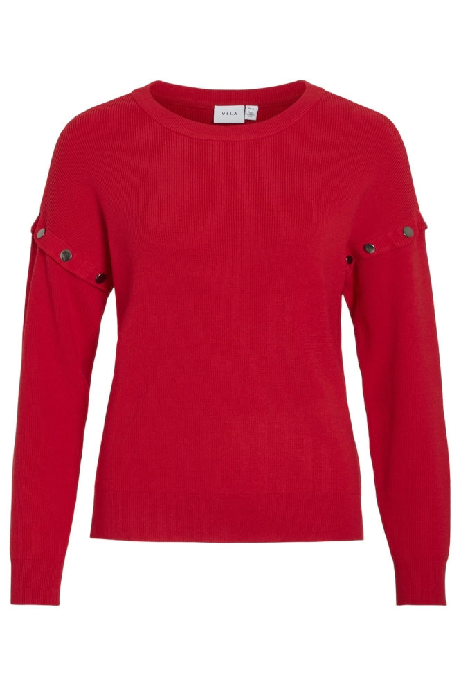 VIDETACH L/S BUTTON DETAIL KNIT TOP 14102255 TOMATO