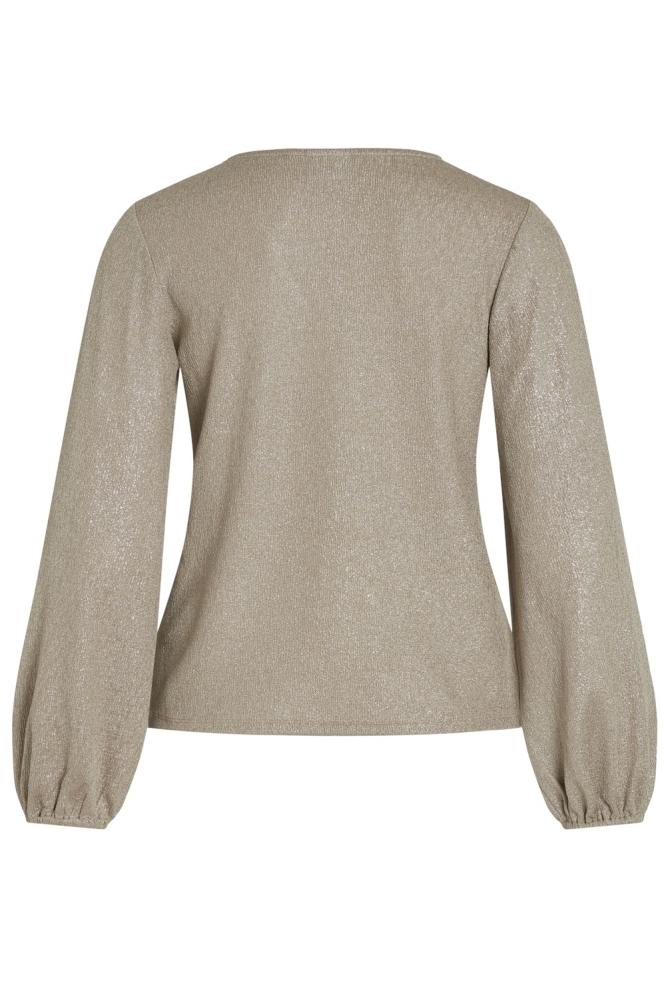 VISHINEA V-NECK L/S TOP 14100734 SAVANNAH TAN/SILVER